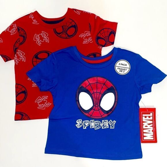 🔥MARVEL SPIDER-MAN  2 pc  boys kids t-shirt  sz 2T New - Picture 1 of 3